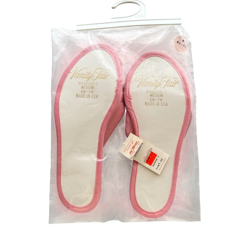 Vanity Fair Slippers 6.5-7.5 Desert Pink Vintage 1970s Cottagecore USA Made NOS